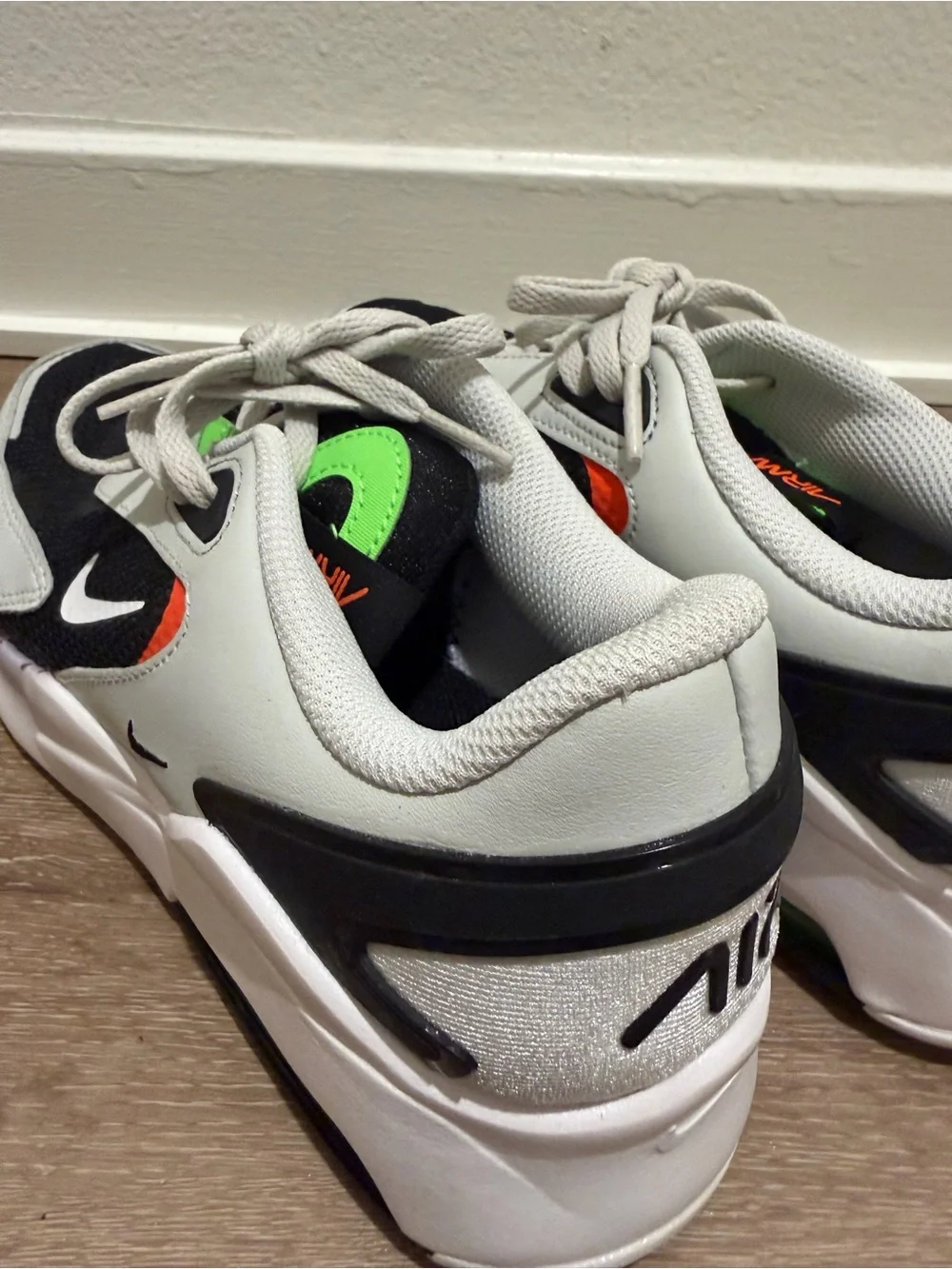 Nike Kids Black, Gray, Neon Green & Orange Running Sneakers